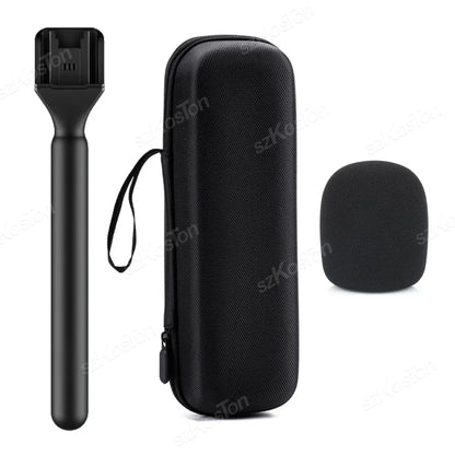 Black matte wireless lavalier microphone handheld pole with phone mount for rode wireless vlog interview report use