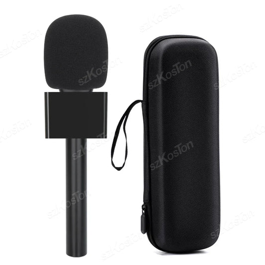 Black foam-covered wireless lavalier microphone with metallic shaft and black case for rode wireless vlog interview report