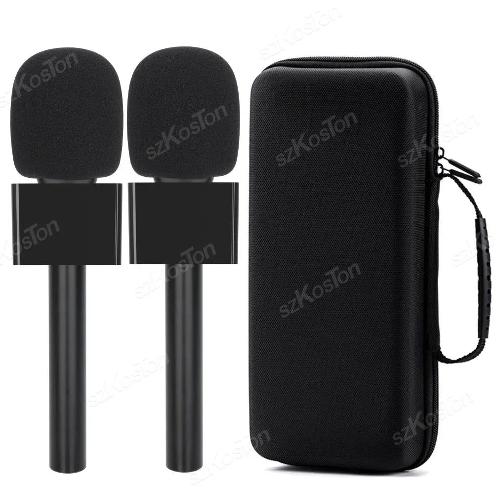 Black foam covered wireless lavalier microphones with sleek shafts and fabric case for rode wireless vlog interview report