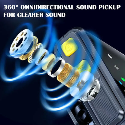 Black and gold wireless lavalier microphone with 360-degree omnidirectional sound and noise reduction for live broadcast gaming