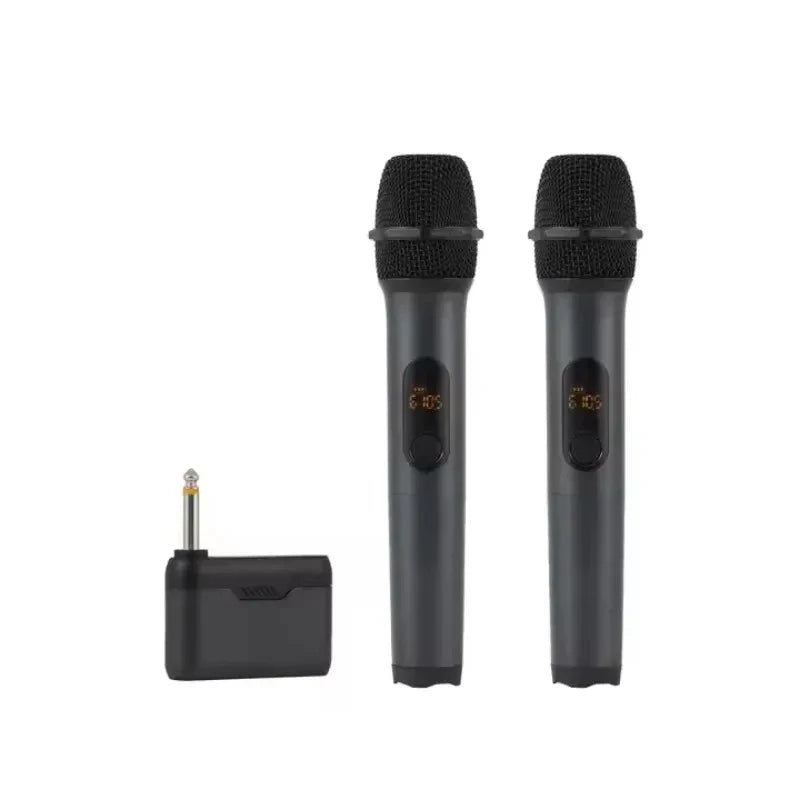 Black wireless microphone uhf handheld mics with digital displays and rechargeable receiver cordless for church party speaker use