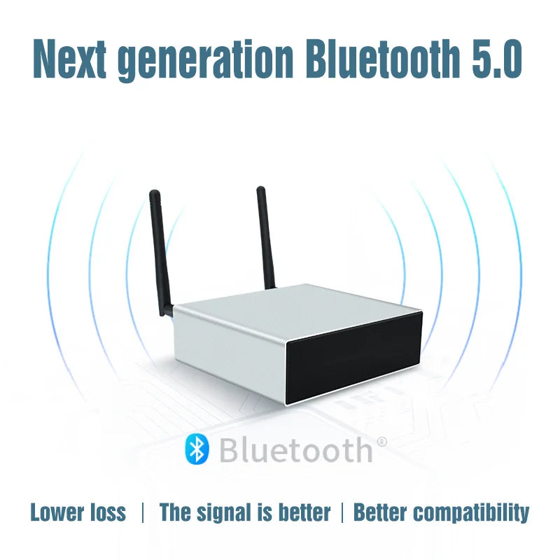 Silver and black rectangular digital multiroom amplifier wireless streaming amplifier home with two external antennas