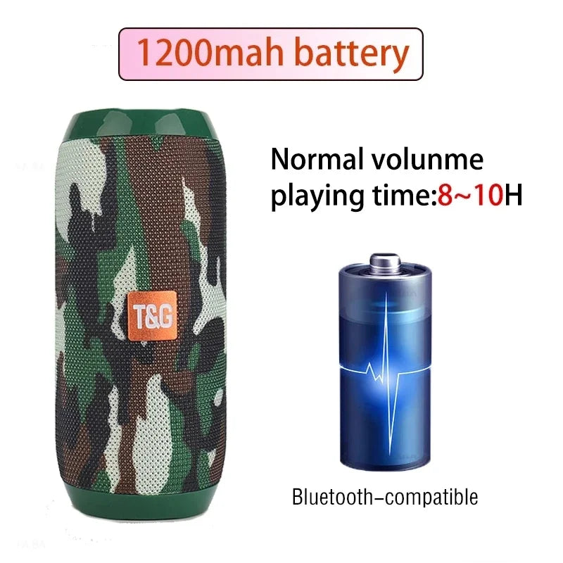 Camouflage wireless portable bluetooth speaker with radio fm subwoofer and audio hand free function in green brown and white