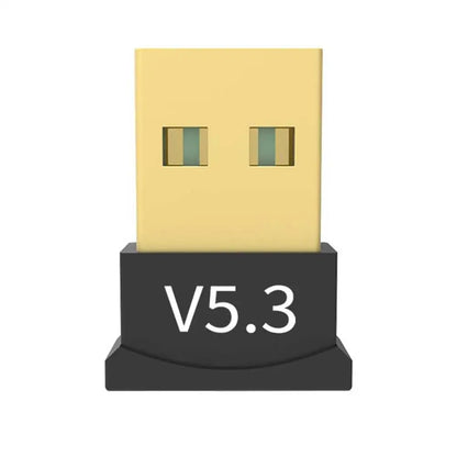 Gold-colored usb wireless bluetooth 5.3 adapter with black base v5.3 for laptop earphone mini transmitte music receiver
