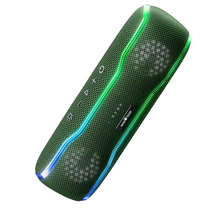 Green textured wireless f10c speaker with glowing led lights ipx7 waterproof portable fast charger compatible