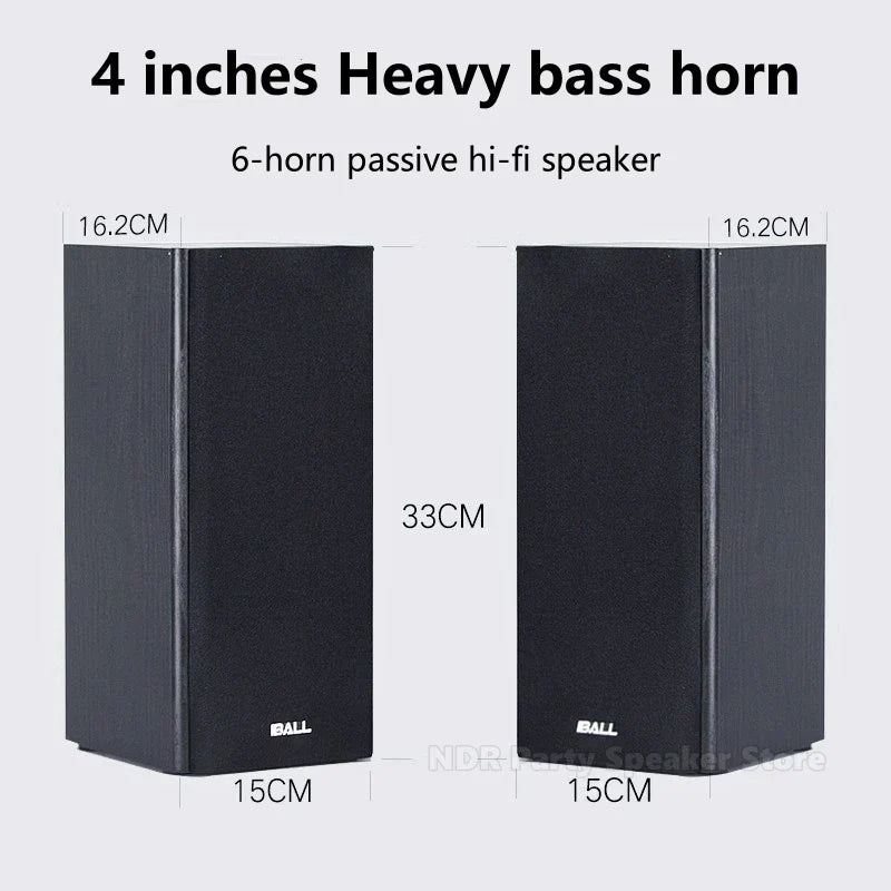 Black rectangular 4-inch wooden quality heavy subwoofer bookshelf passive speakers with ball logo for subwoofer home theater