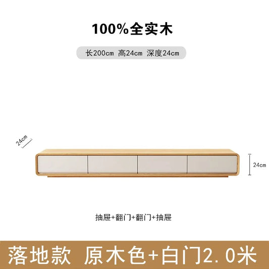 A 2 meter solid wood long tv table with natural finish white doors nordic accent luxury archivadores room decorations