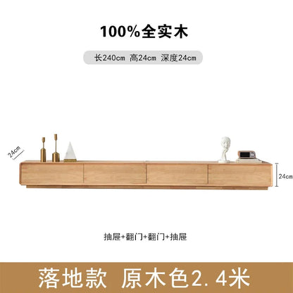 Minimalist 2.4-meter-long tv table in natural wood with four drawers featuring nordic accent luxury for archivadores room decorations