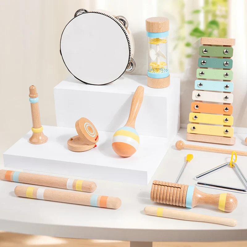 Wooden musical instrument montessori xylophone with colorful keys and metal bars baby children percussion toy