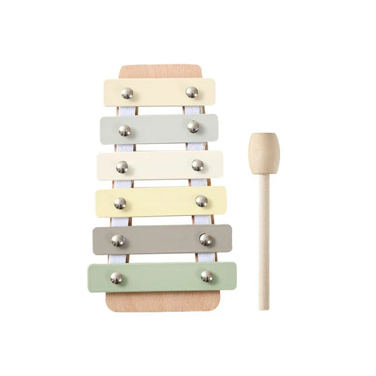 Pastel-colored wooden musical instruments baby montessori xylophone with metallic keys and matching wooden mallet educational toy