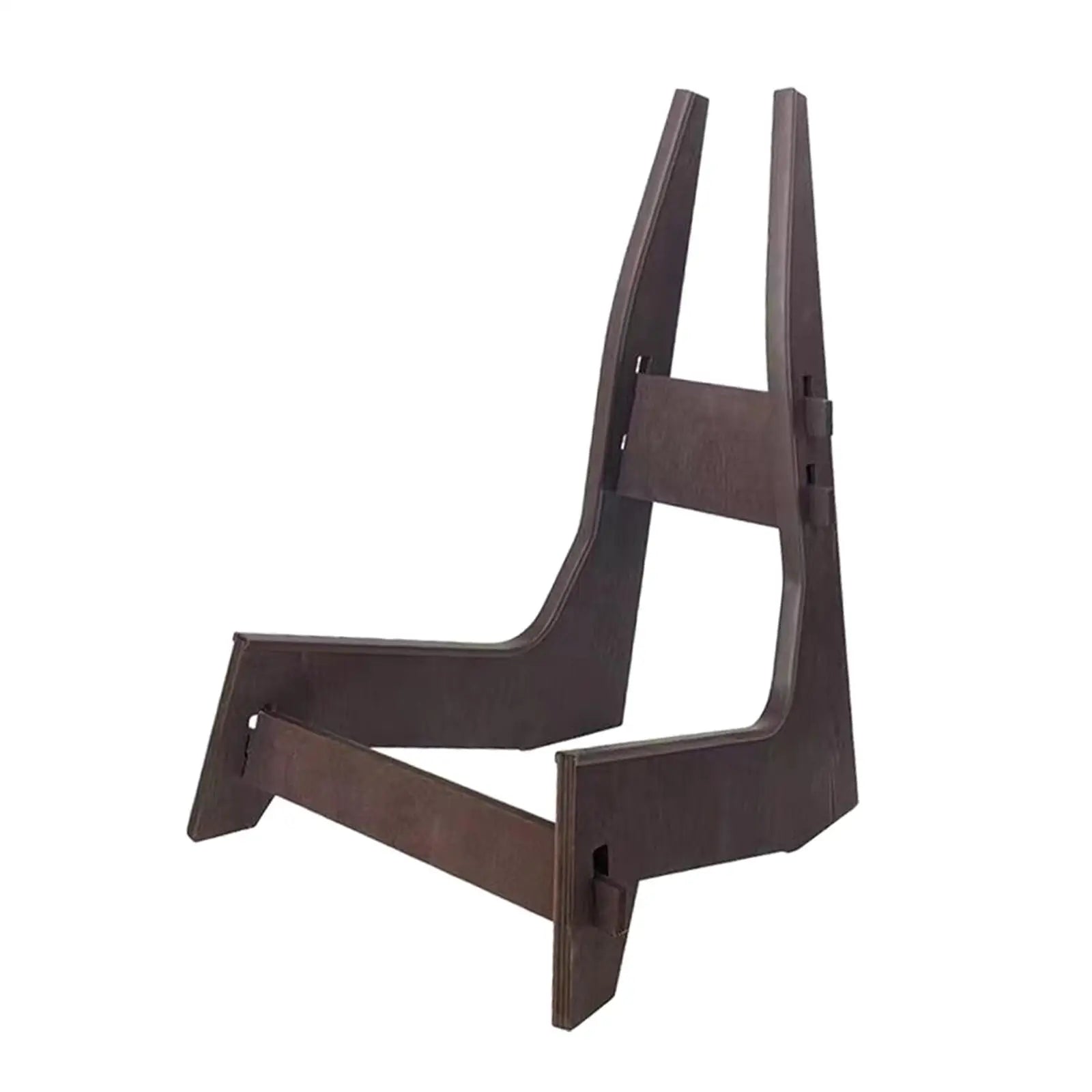 Dark brown wooden violin stand with sleek minimalist design and wall mount hanger for shoulder support violin use