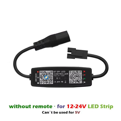 Black ws2812b controller bluetooth music with two connectors compatible with 12-24v strip light sk6812 led strips