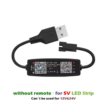 Black ws2812b controller bluetooth music with usb-a and connectors for 5v strip light sk6812 led strips