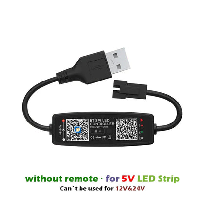 Black ws2812b controller bluetooth music with usb-a and 3-pin connector for 5v strip light sk6812 led strips