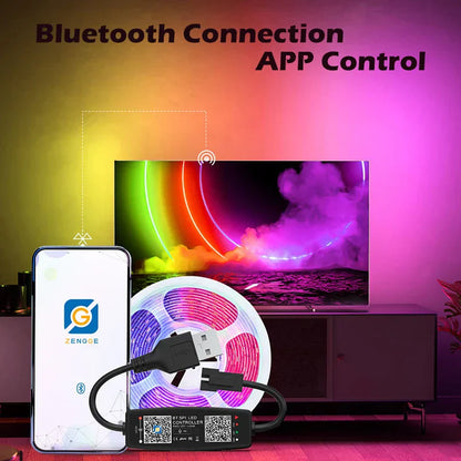 Zengoe ws2812b controller bluetooth music strip light sk6812 with usb app control for color-changing ambiance