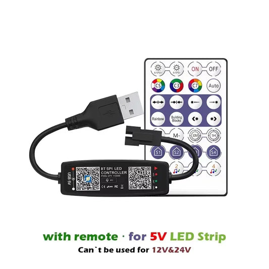 Black ws2812b controller bluetooth music with usb connector and remote for 5v strip light sk6812 led strip
