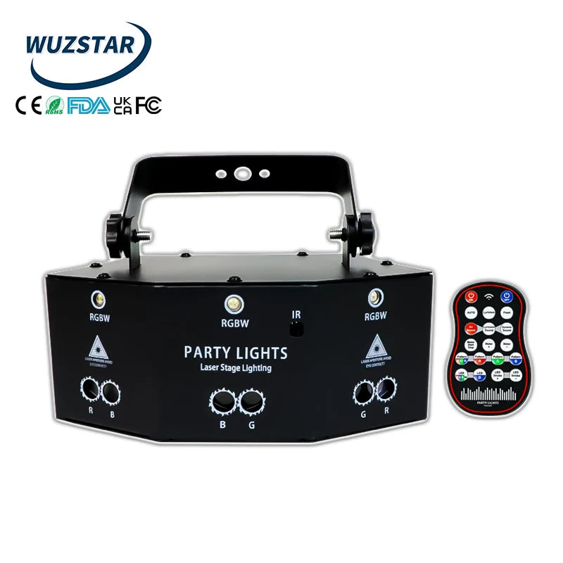 Black wuzstar party lights laser stage lighting unit with remote control equipment dmx 11ch wuzstar local stock