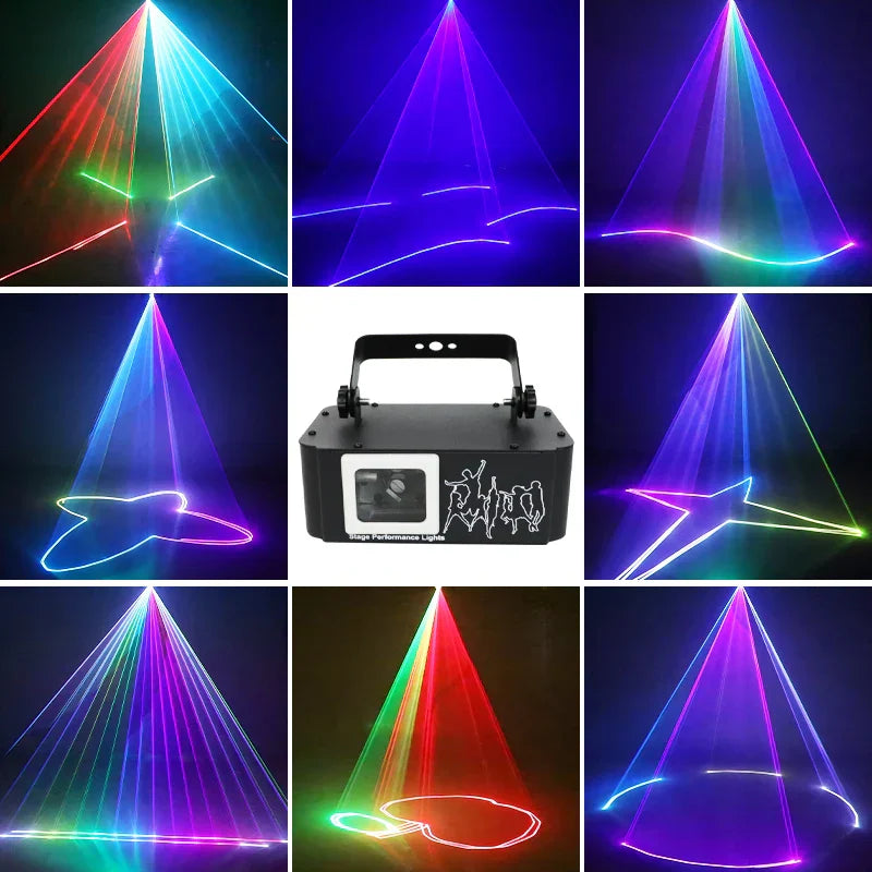 Black rectangular wuzstar one-head animated projector laser with handle and white dancer silhouettes for dmx dj equipment clublight remote control