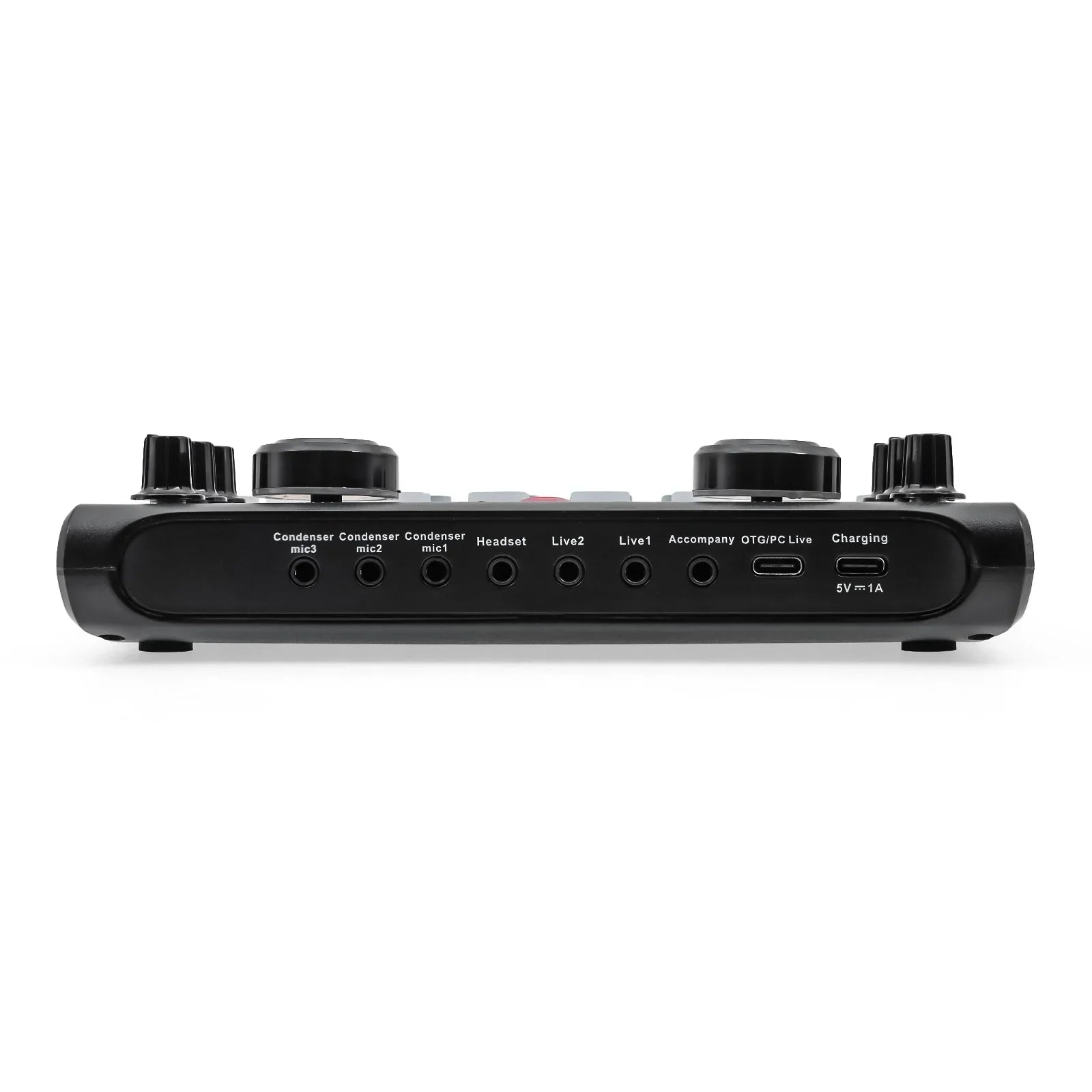 Black x60 sound card with multiple input jacks knobs and usb-c ports for karaoke broadcast ktv cards audio mixer use