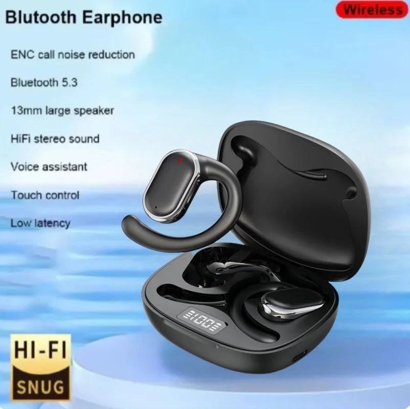 Black X93 tws sports outdoor wireless earphones with sleek curved design and metallic accents for phone Xiaomi Samsung