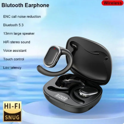 Black X93 tws sports outdoor wireless earphones with sleek curved design and metallic accents for phone Xiaomi Samsung