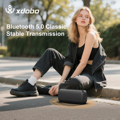 Black xdobo x8 60w portable outdoor speaker with textured surface wireless bass subwoofer and tws function