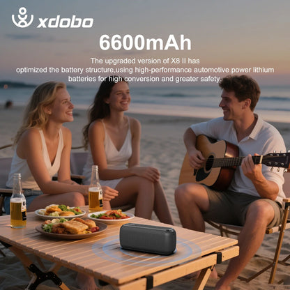 Black xdobo x8 60w wireless bass subwoofer speaker with textured surface and tws function for portable outdoor use