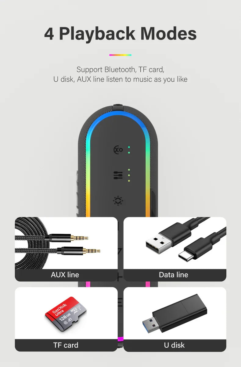 Black xdobo x8 iii speaker wireless subwoofer with colorful led lighting and deep bass power bank for outdoor use
