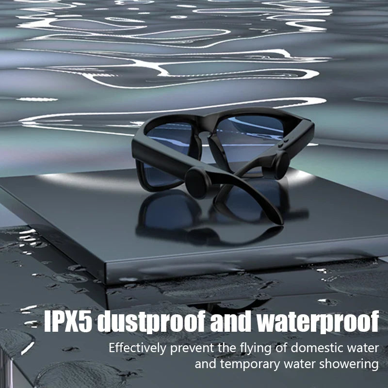 Black-framed xg88 smart glasses sports with dark blue lenses quality wireless bluetooth for driving sunglasses outdoor use