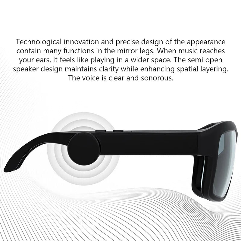 Black sleek xg88 smart glasses sports wireless bluetooth headset with mirrored frame and integrated speaker design