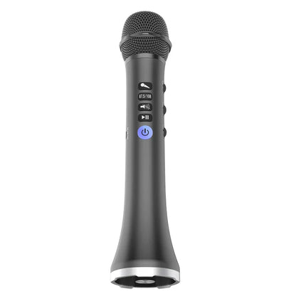 Black wireless karaoke microphone with mesh grille control buttons and silver accents for xiaokoa 15w wireless karaoke ktv player