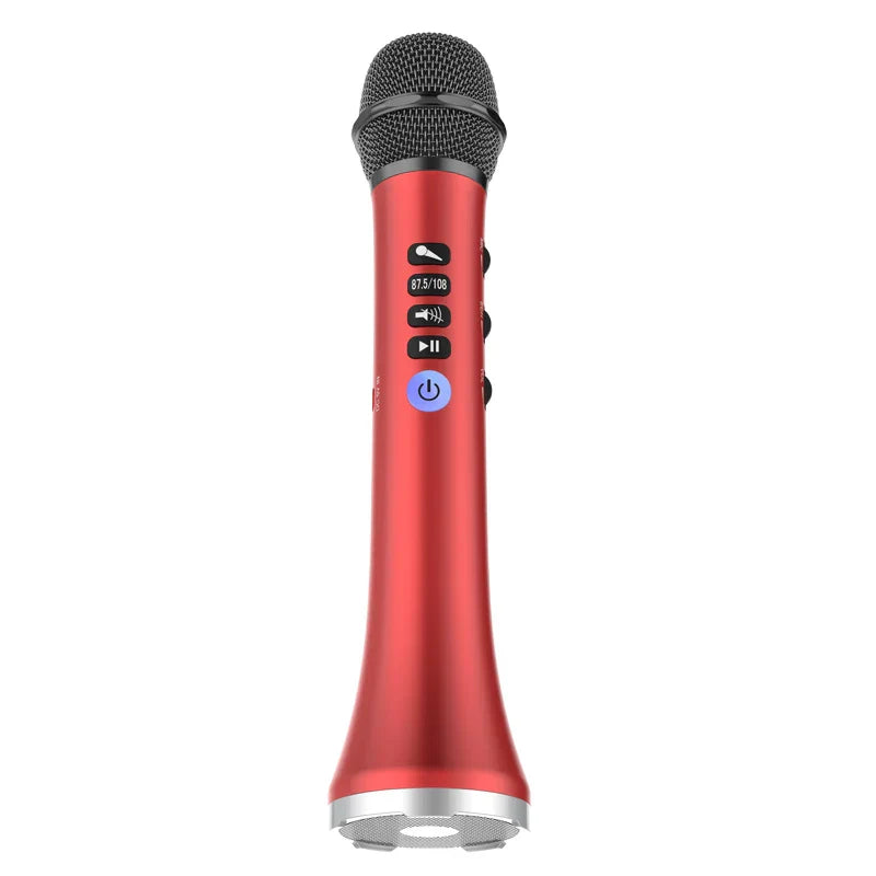 Red wireless karaoke microphone with black mesh grille silver accents and control buttons for xiaokoa l-698 15w ktv player