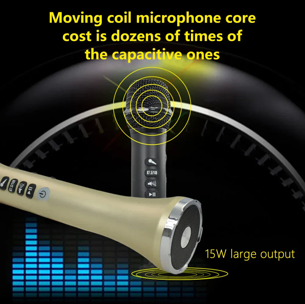 Beige xiaokoa l-698 15w wireless karaoke microphone with built-in speaker and control buttons ktv player for ios android
