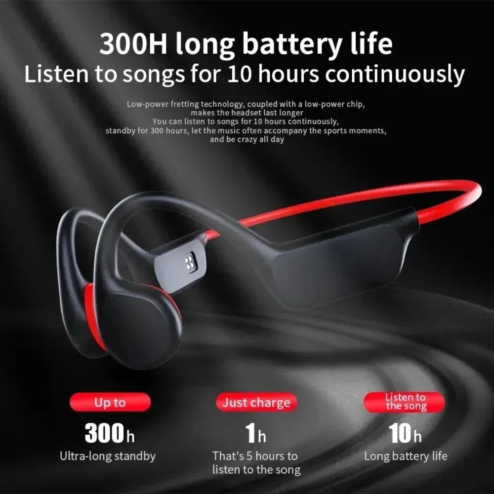 Black and red xiaomi ipx8 waterproof bone conduction headphones with ergonomic design for sports wireless earphone use