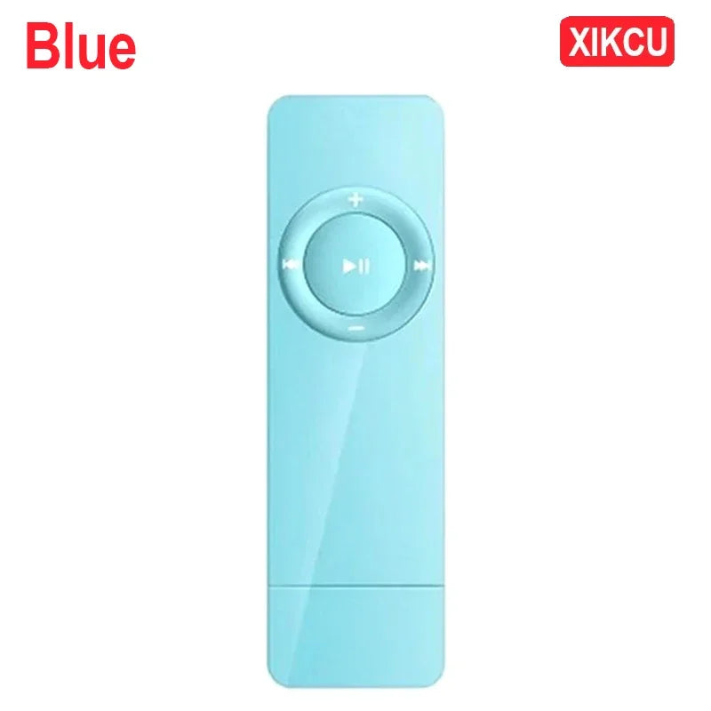 Light blue xikcu brand portable mp3 player usb with circular control buttons supporting micro tf card and lossless sound music