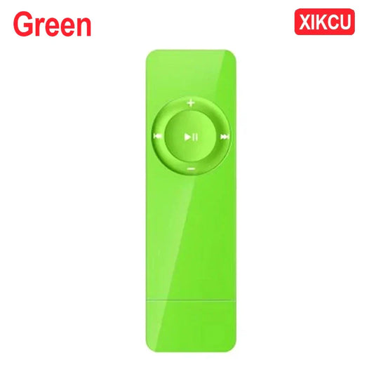 Bright green xikcu glossy mp3 player usb with circular control button supports micro tf card and lossless sound music