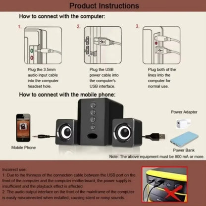 Black xikcu universal full range 3d speaker box sound with bar stereo subwoofer and computer speakers usb features circular drivers and front controls