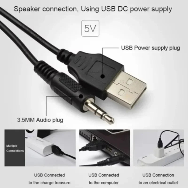 Black usb dc power supply cable with 5v output for xikcu speaker box sound bar stereo subwoofer computer speakers usb