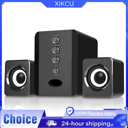 Black xicku 3.1 channel speaker box sound with silver-accented drivers bar stereo subwoofer computer speakers usb