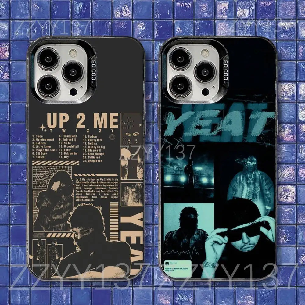 Two black shockproof matte cover phone cases with y-yeat rapper dangerous summer album art for iphone back side