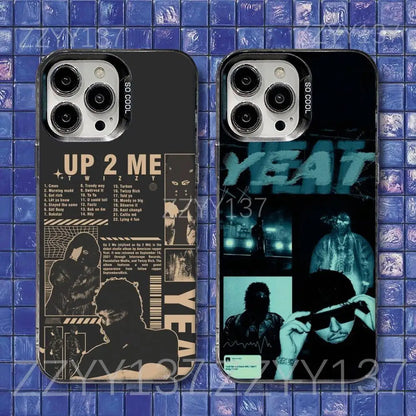 Two black shockproof matte cover phone cases with y-yeat rapper dangerous summer album art for iphone back side