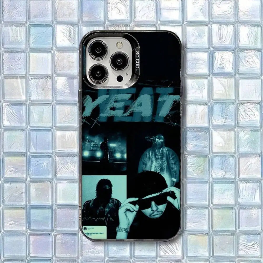 Black shockproof matte cover phone case featuring y-yeat rapper dangerous summer collage for iphone back side