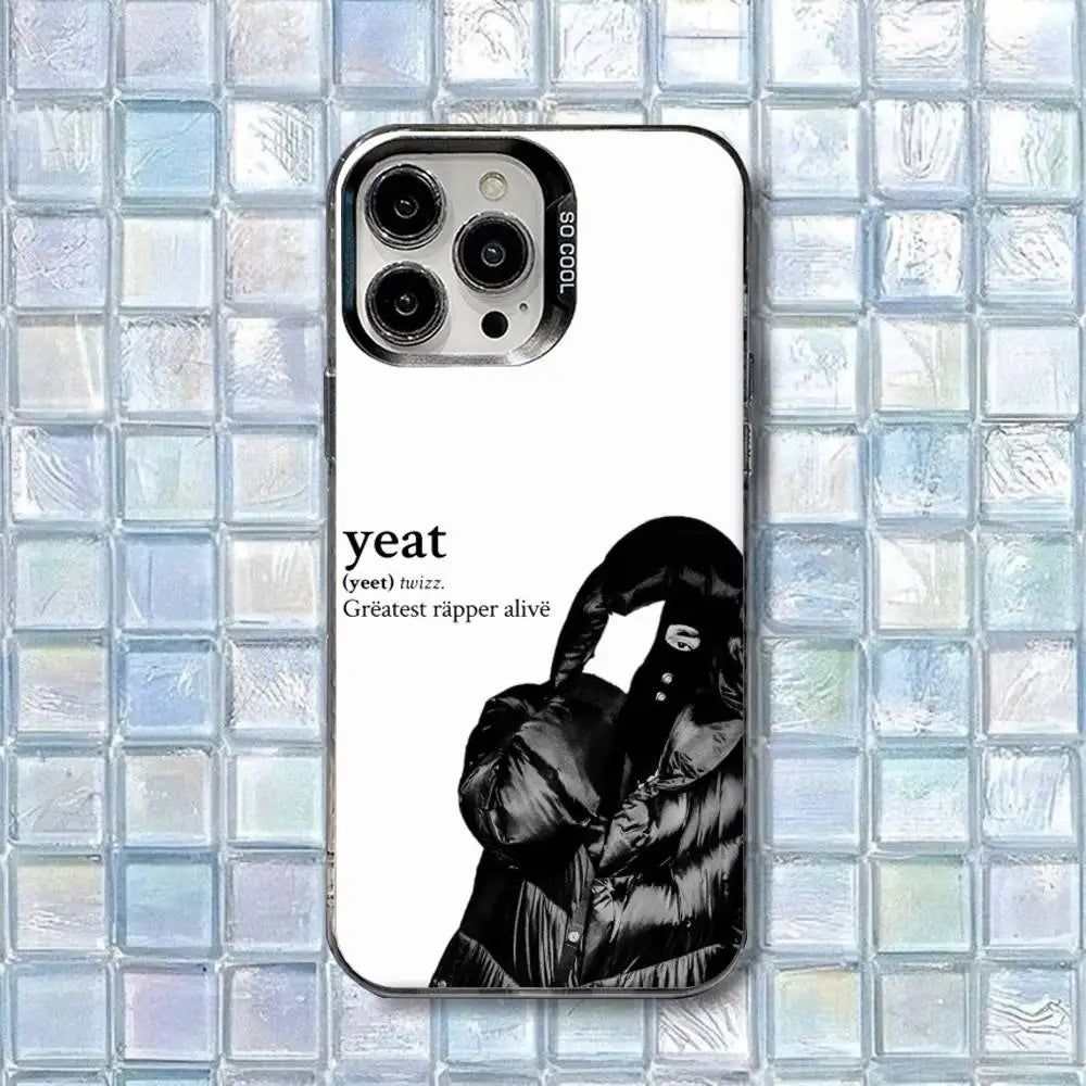 White shockproof matte cover phone case for iphone featuring y-yeat rapper dangerous summer graphic on back side