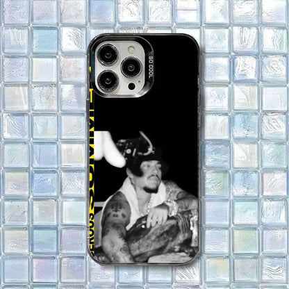 Black phone case with black and white tattooed rapper portrait and yellow so good text shockproof matte cover y-yeat dangerous summer