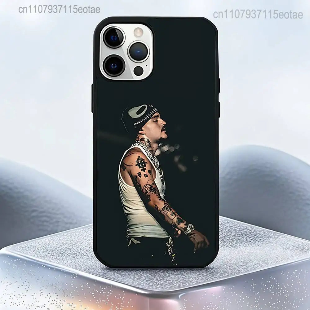 Black protective magnetic case for iphone featuring rapper lyfestyle portrait for pro max plus models