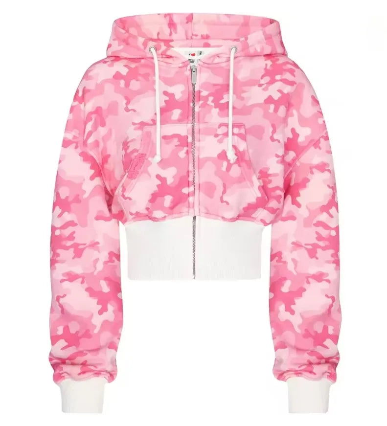 Y2k vintage oversized pink embroidered hooded jacket with white front panel and drawstrings in hip hop streetwear style