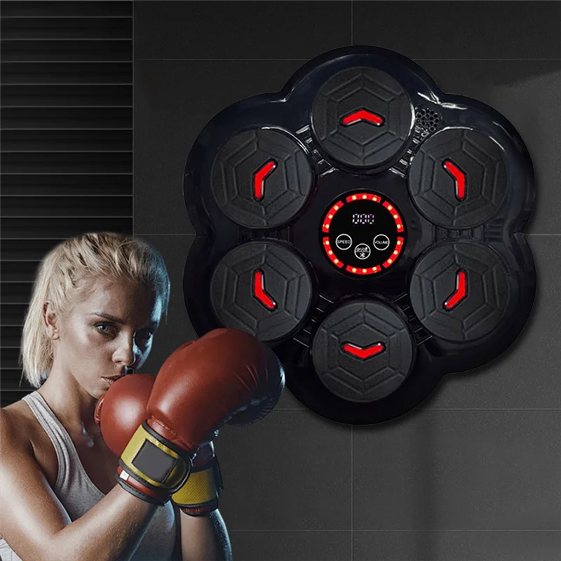 Black digital music boxing machine Y67A with red illuminated buttons and adjustable speed for wall-mount target practice