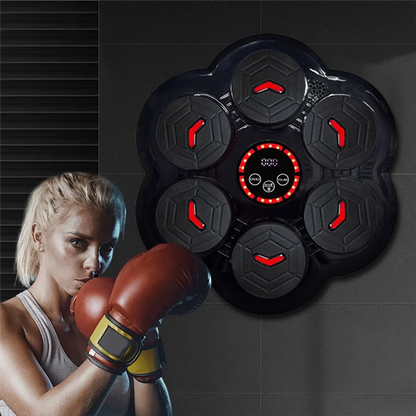 Black digital music boxing machine Y67A with red illuminated buttons and adjustable speed for wall-mount target practice