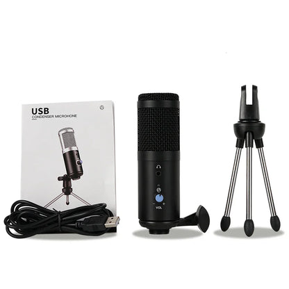 Black yarmee usb computer condenser microphone with mesh grille and volume control for notebook gaming mic recording singing streamimg