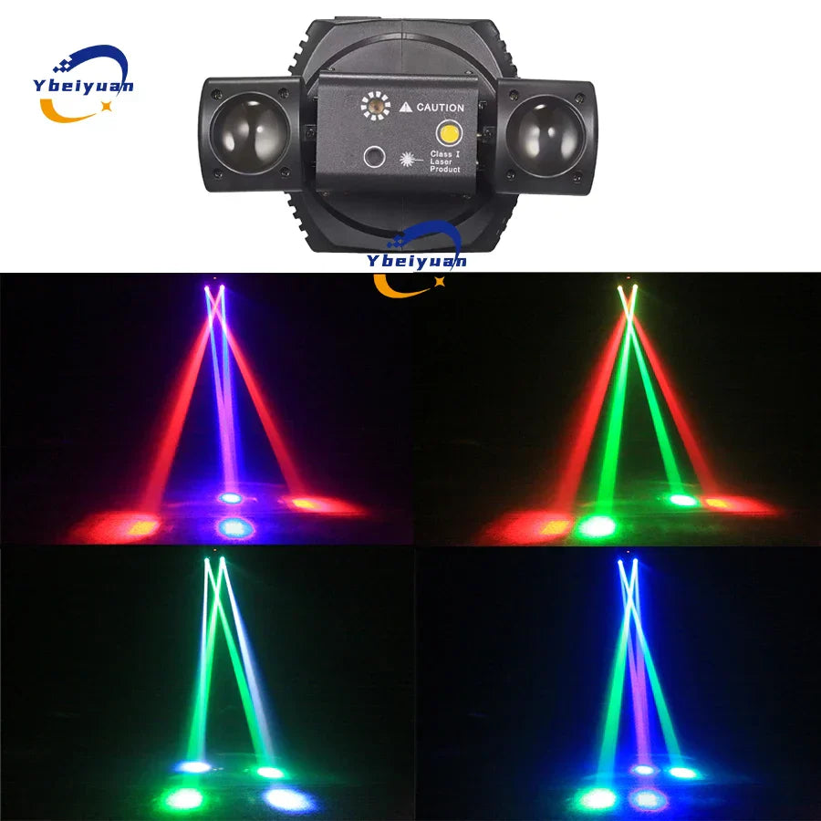 Black ybeiyuan led rotating laser with dual circular lenses and control panel for disco light dmx512 wedding christmas effect